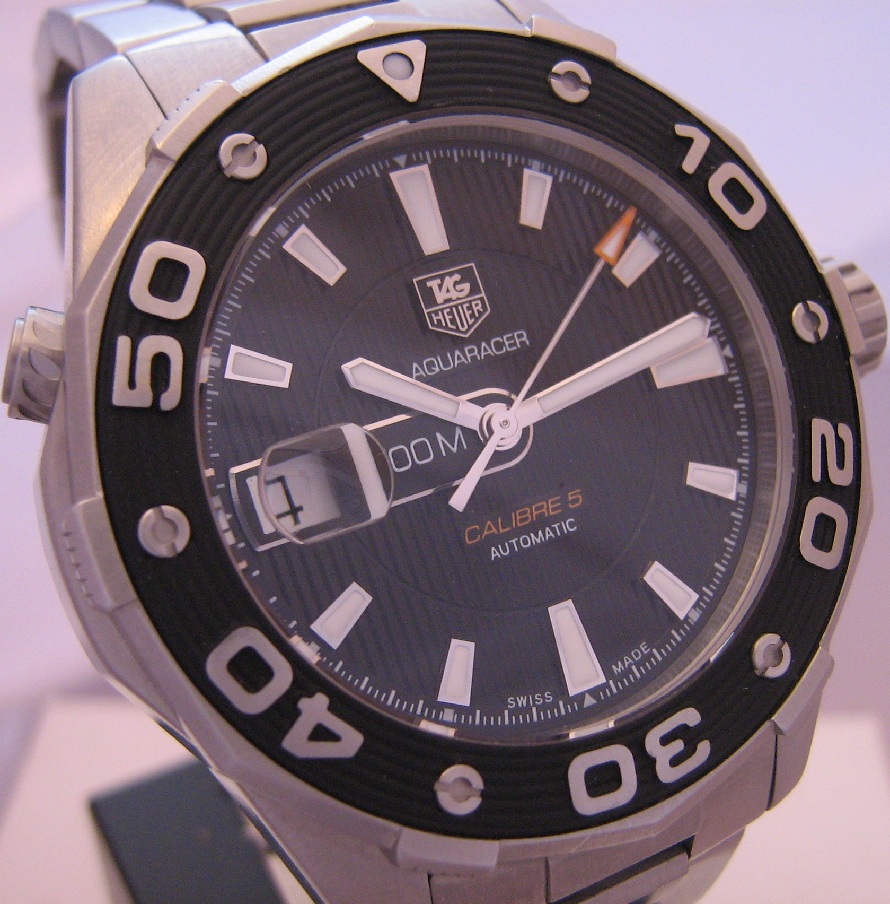 Tag Heuer Aquaracer 500M Calibre 5, Black Dial, Steel Bracelet