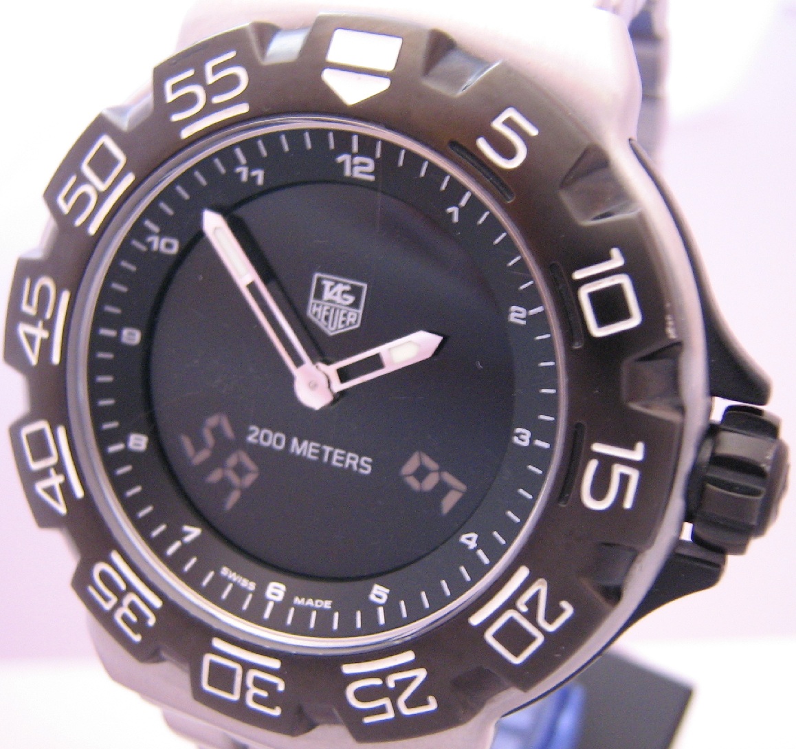 Tag Heuer F1 Chronotimer, Black Dial, Steel Bracelet