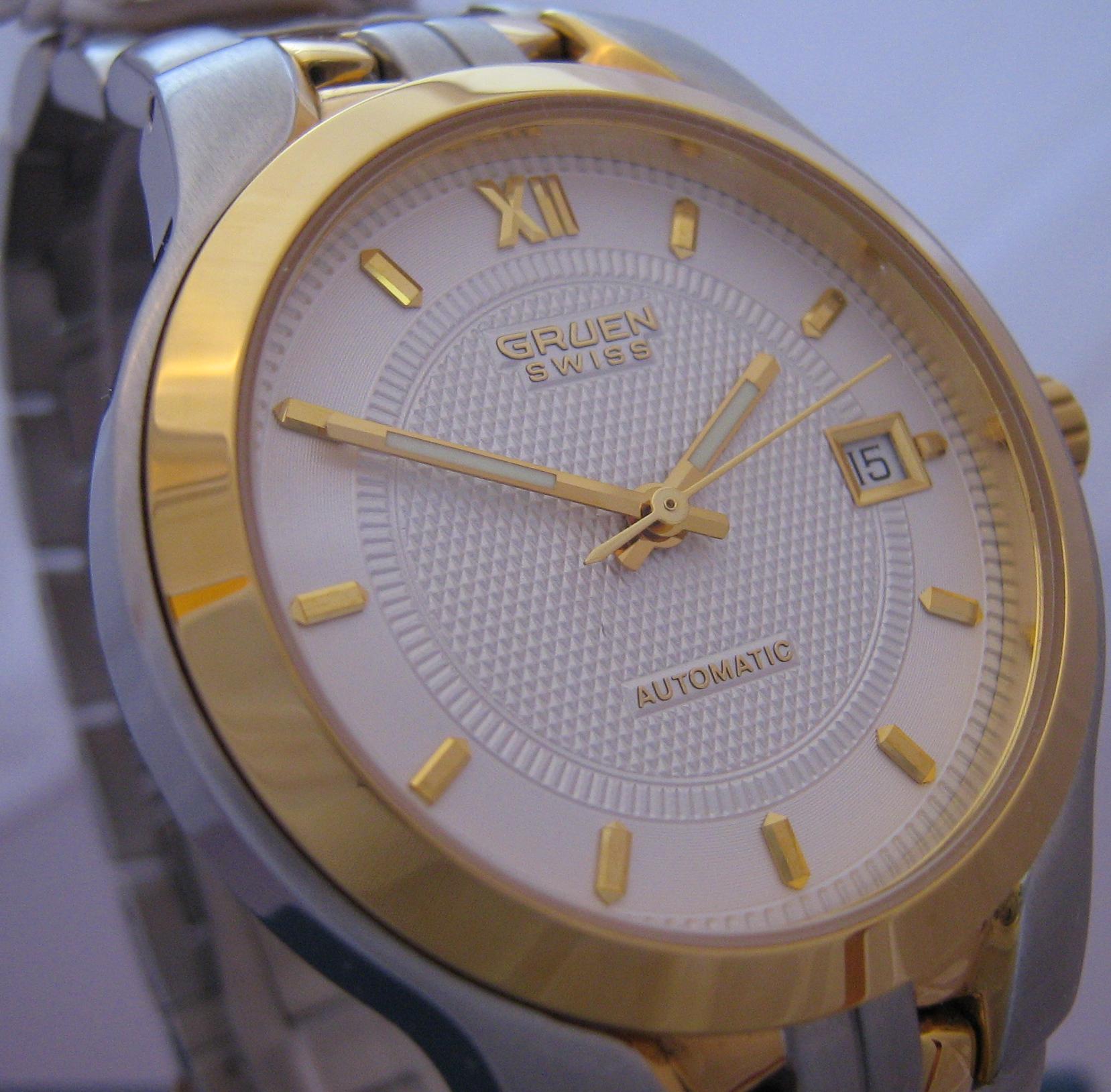 Gruen Swiss Automatic Watch, Gold & Stainless Steel Case And Bracelet