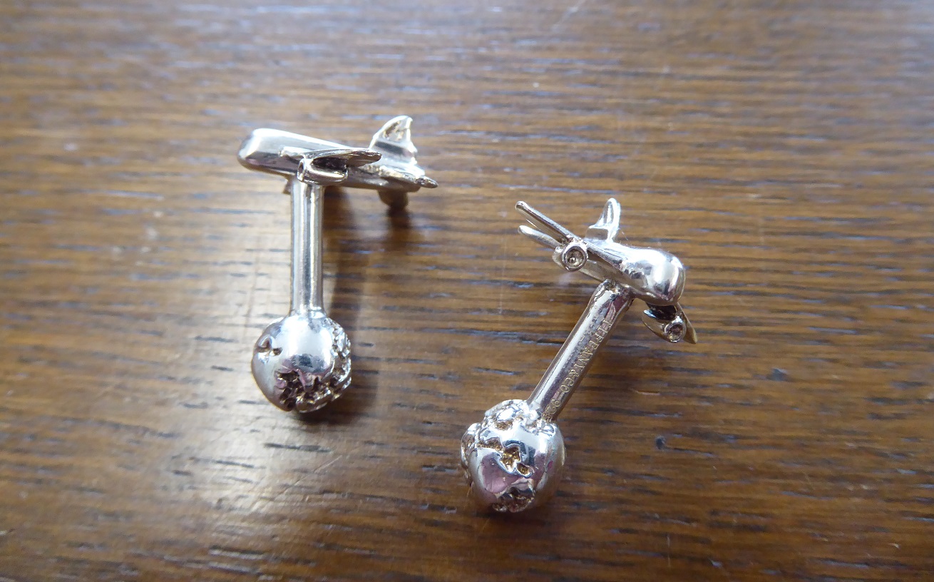 Tiffany & Co Aeroplane & Globe Sterling Silver Cufflinks