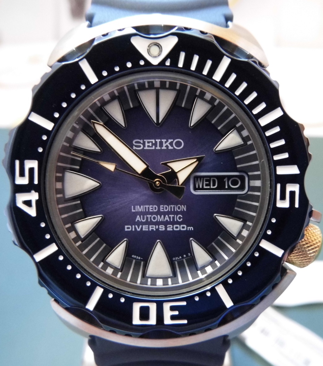Seiko Blue Monster Ltd Edition, Blue Dial, Rubber Strap