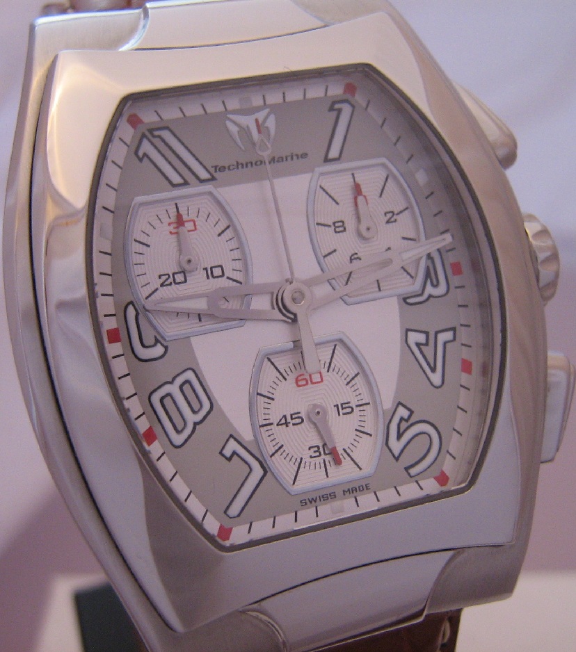 Technomarine Technosquare Magnum, Silver Dial With Leather Strap