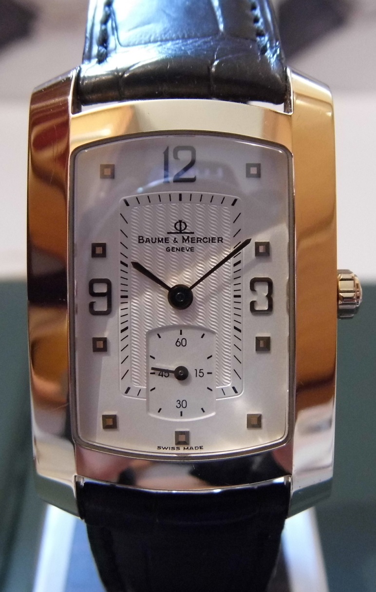 Baume & Mercier Hampton Milleis 18KT Gold, White Dial, Leather Strap