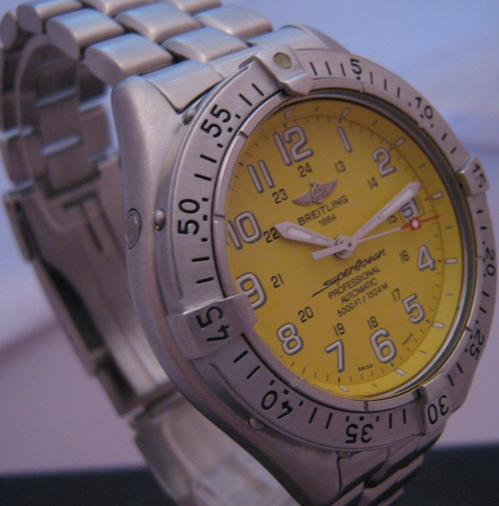 Breitling Superocean Professional, Yellow Dial, Steel and Rubber Bracelets