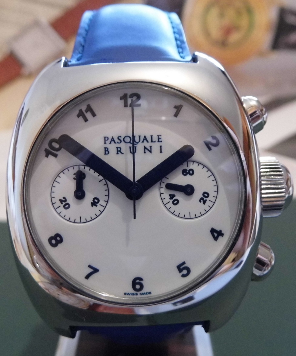 Pasquale Bruni Uomo Automatic Chronograph, White Dial, Leather Strap