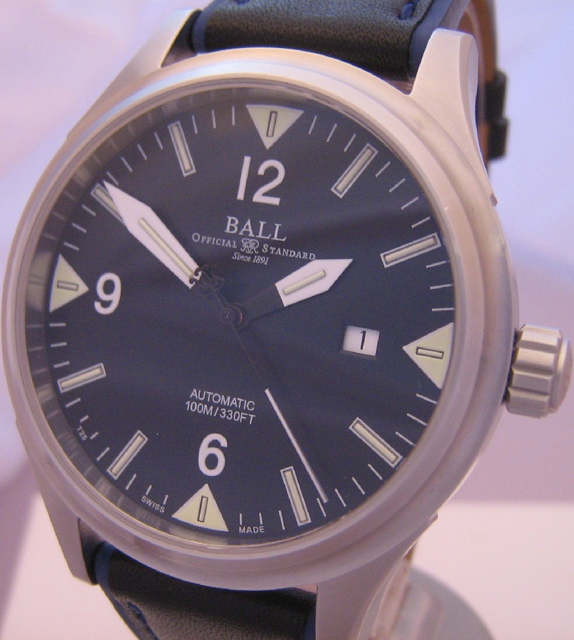 Ball Fireman II, Black Dial With Black Leather Strap