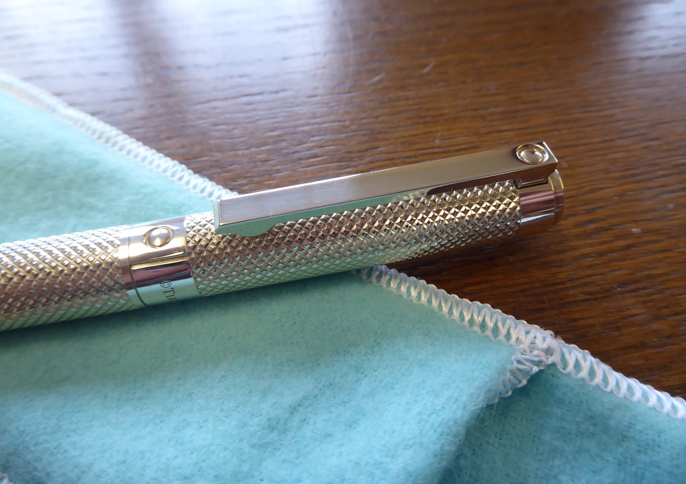 A Tiffany & Co Diamond Point Silver Ballpoint Pen 