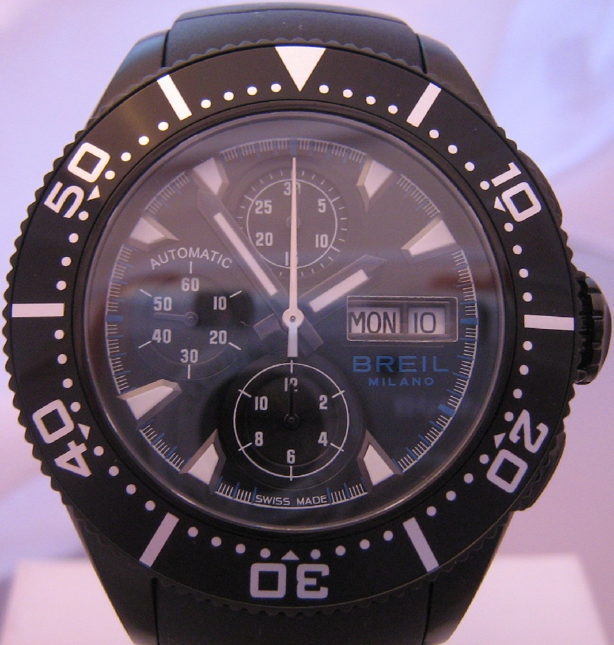 Breil Manta Automatic Chronograph, Black Dial With Rubber Strap