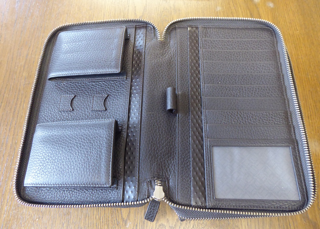 An Alfred Dunhill Brown Cowhide Double Zip Organiser