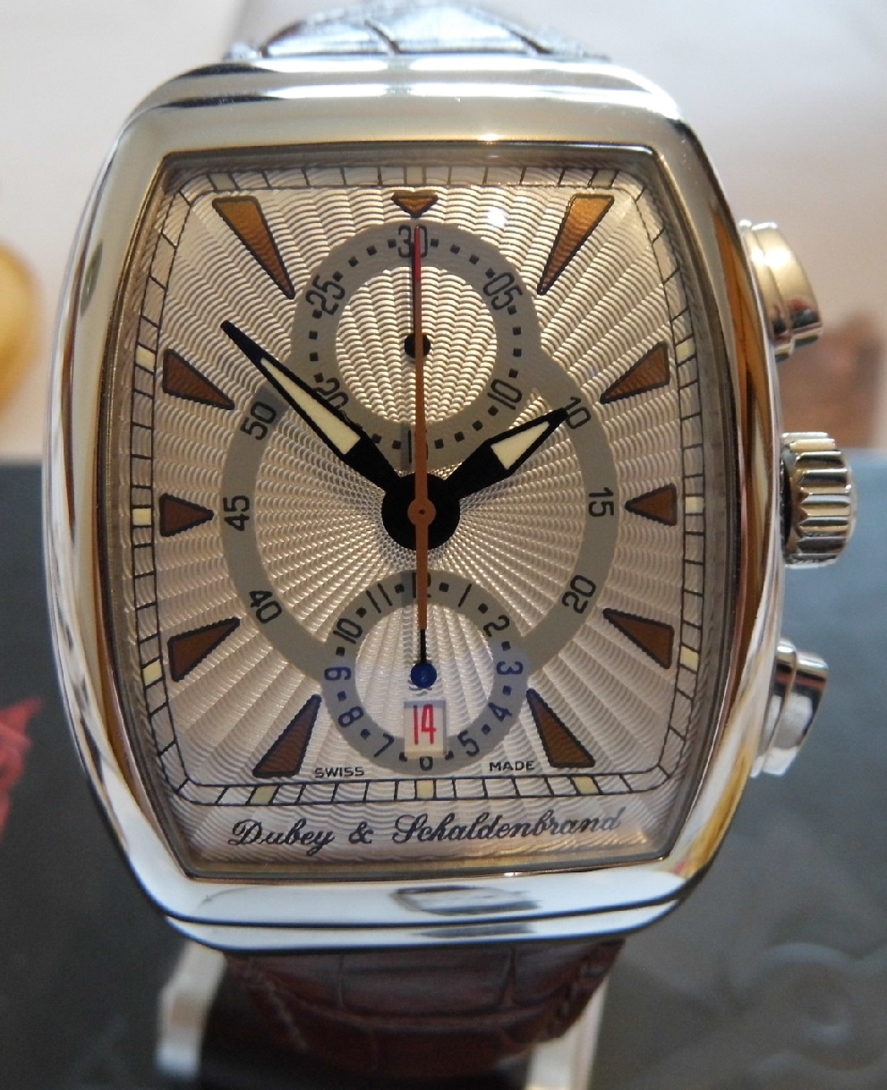 Dubey & Schaldebrand Gran Chrono, Silver Dial, Leather Strap