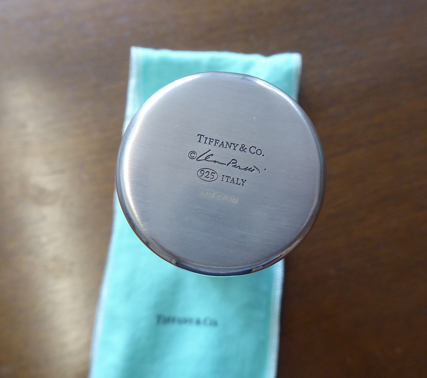 A Tiffany & Co Elsa Peretti Sterling Silver Thumbprint Bud Vase