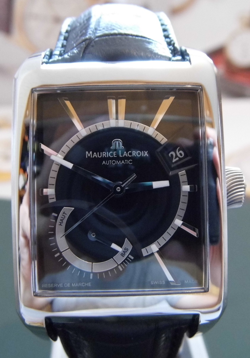 Maurice Lacroix Pontos Reserve De Marche, Black Dial, Leather Strap