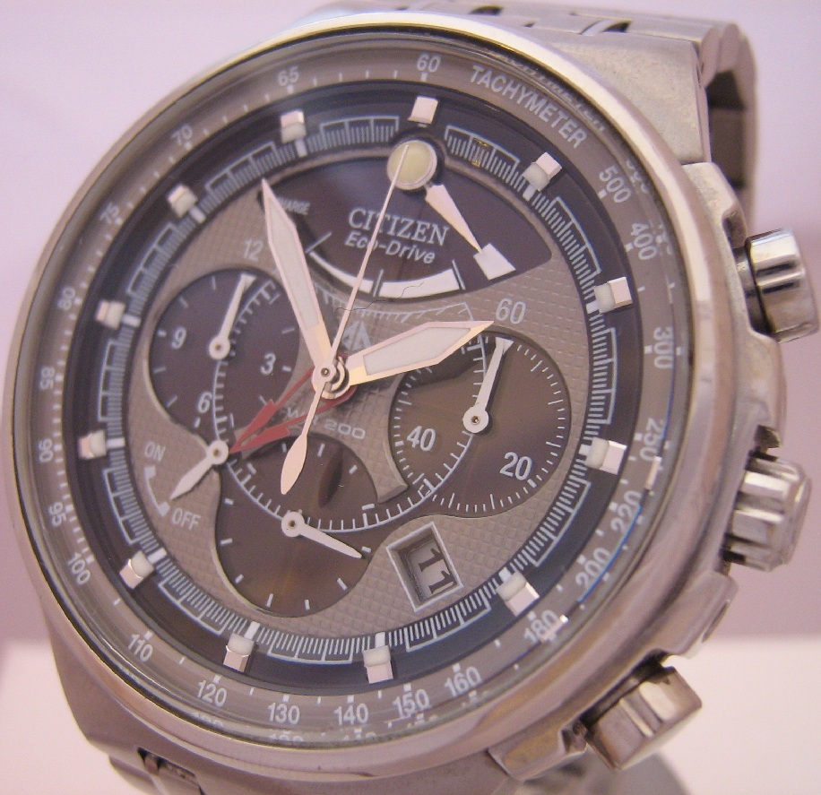 Citizen Eco Drive Chronograph, Grey Dial, Titanium Bracelet