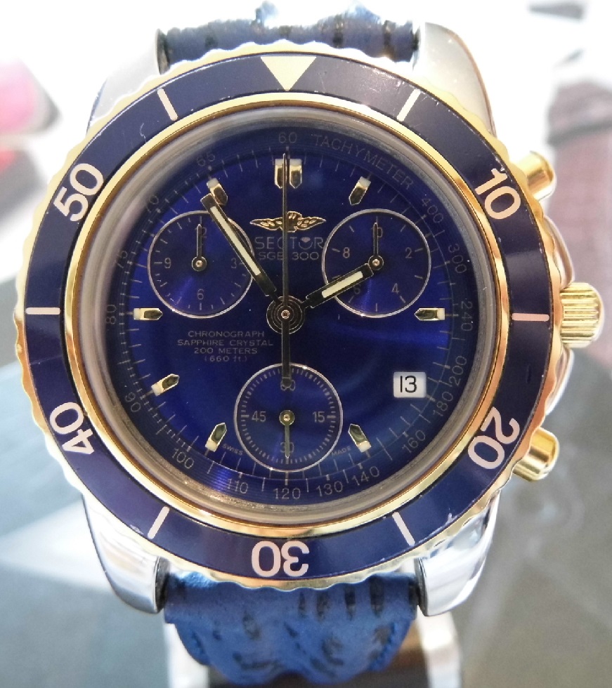 Sector SGE 300 Chronograph, Blue Dial, Leather Strap