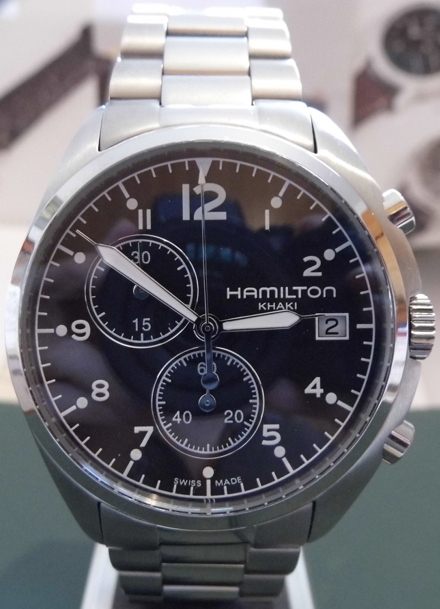 Hamilton Khaki Pilot Pioneer Chronograph, Black Dial, Bracelet