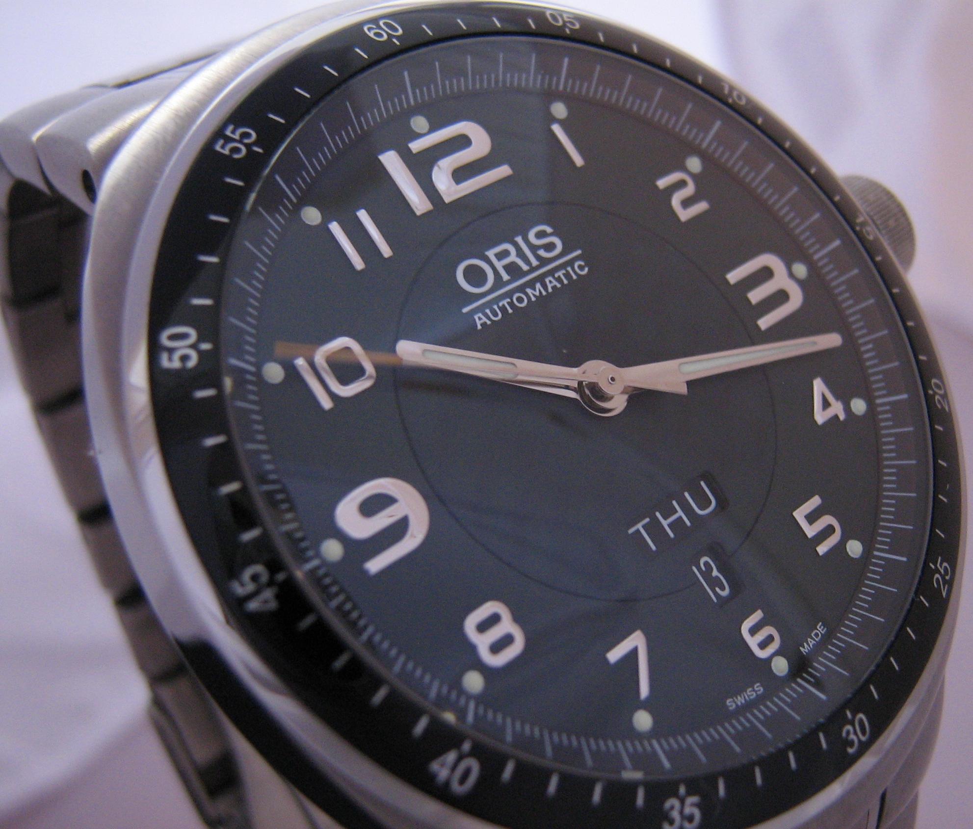 Oris TT3 Titanium Watch, Green Dial With Titanium Bracelet