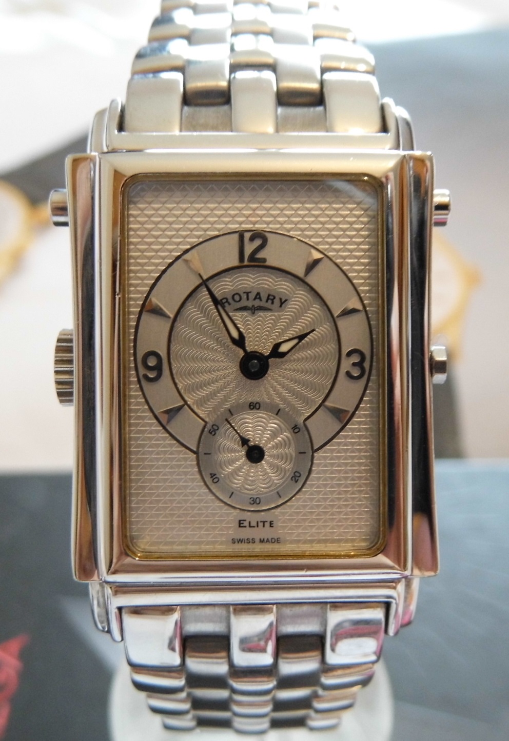 Rotary Elite Reverso Quartz, Silver Dials, Steel Bracelet