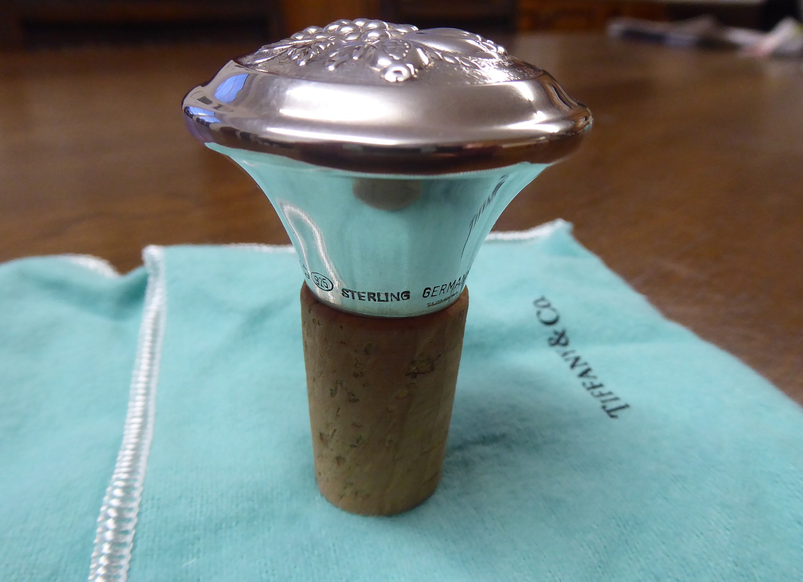 A Tiffany & Co Silver Wine Cork / Bottle Stopper