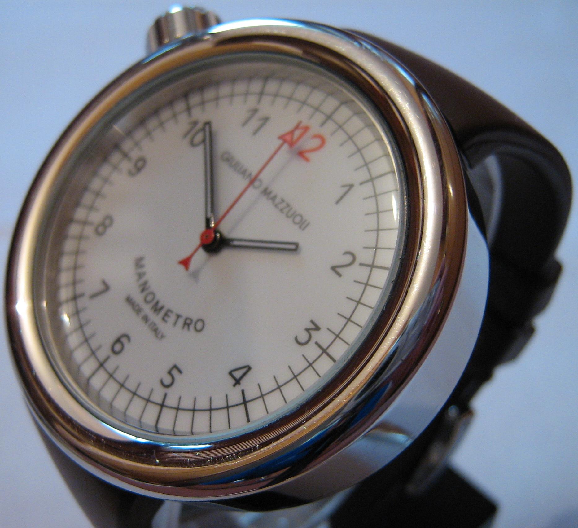 Giuliano Mazzuoli Manometro, White Dial, Rubber and Leather Straps