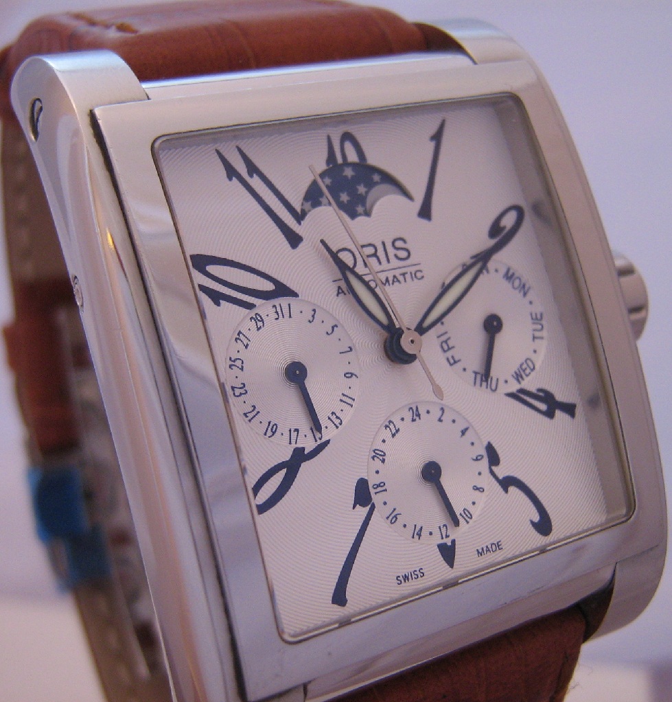 Oris Miles Complication Moonphase, Silver Dial With Leather Strap