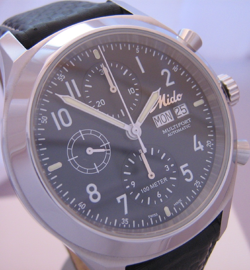 Mido Multifort Ocean Star Chronograph, Black Dial With Leather Strap