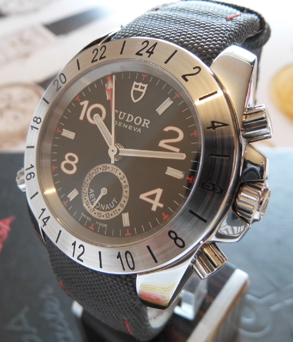 Tudor Aeronaut GMT, Black Dial, Black Nylon/leather Strap