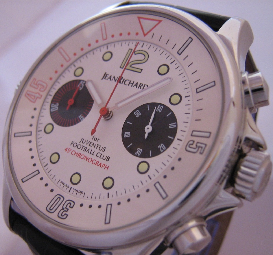 Daniel JeanRichard Juventus Chronoscope, White Dial With Black Leather Strap