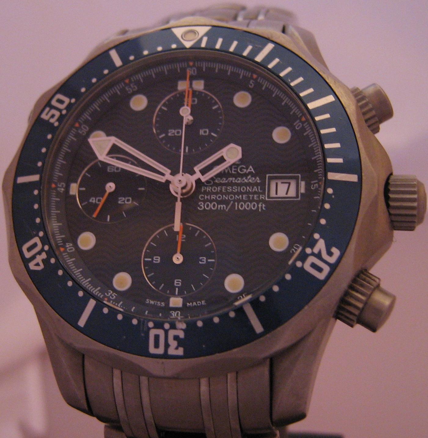 Omega Seamaster Titanium Chronograph, Blue Dial, Titanium Bracelet