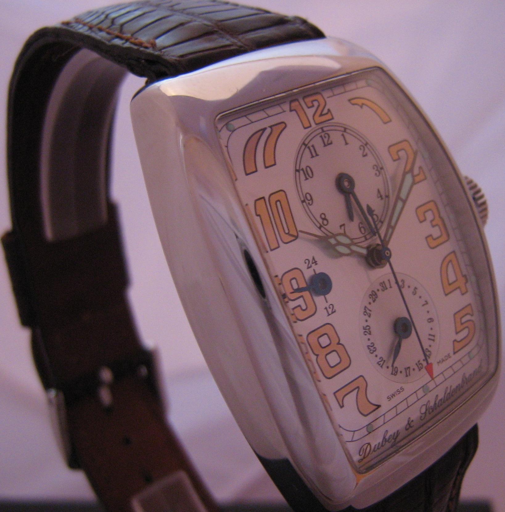 Dubey & Schaldenbrand Aerodyn Duo Watch, Silver Dial With Leather Strap