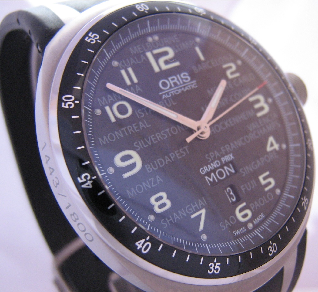 Oris TT3 Grand Prix Ltd Edition, Black Carbon Dial, Rubber Strap