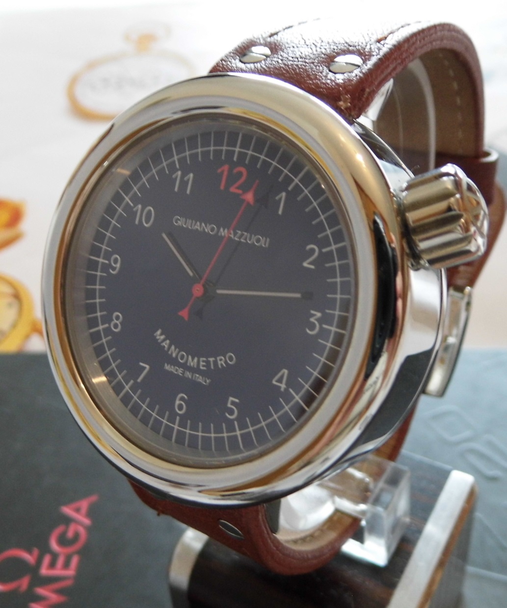 Giuliano Mazzuoli Manometro, Blue Dial, Brown Leather Strap