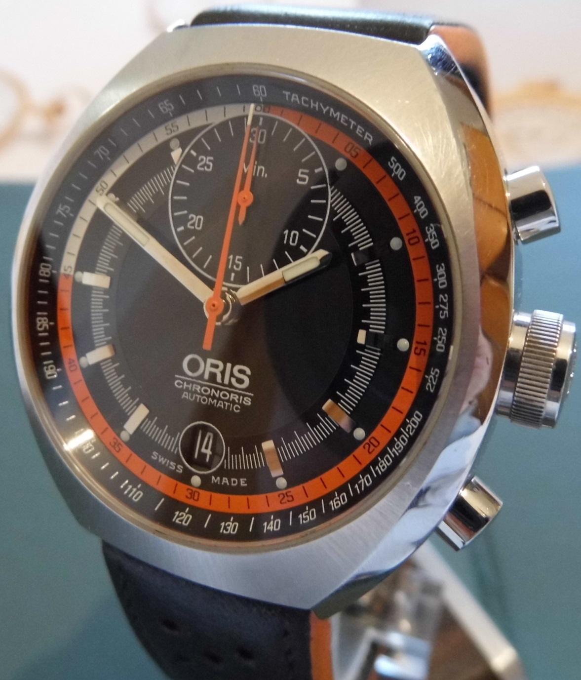Oris Chronoris, Black Dial With Black Leather Strap