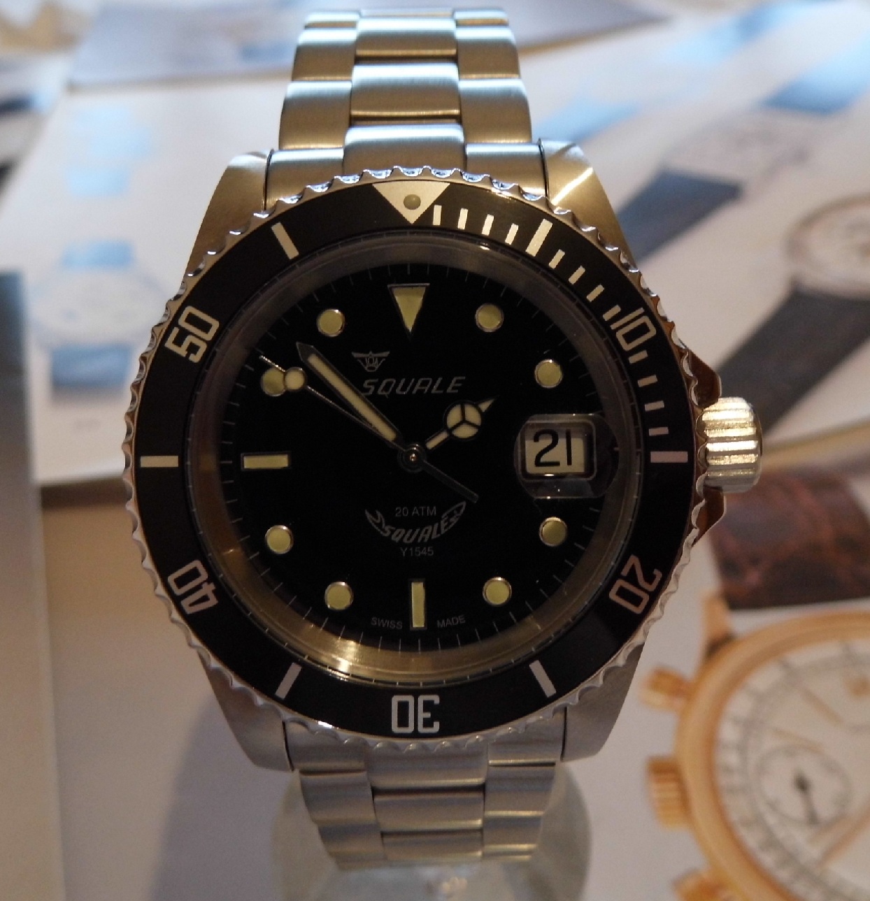 Squale 20 Atmos Classic, Black Dial, Steel Bracelet