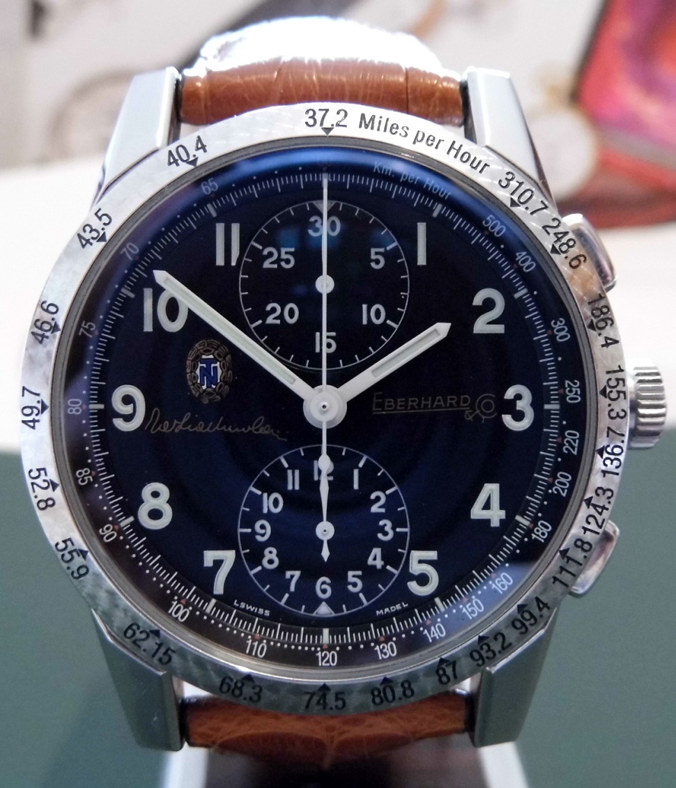 Eberhard & Co Tazio Nuvolari Gold Car, Black Dial, Leather Strap