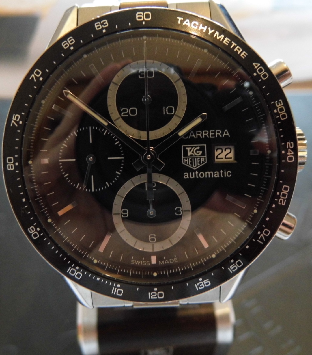 Tag Heuer Carrera Chronograph, Black Dial, Stainless Steel Bracelet