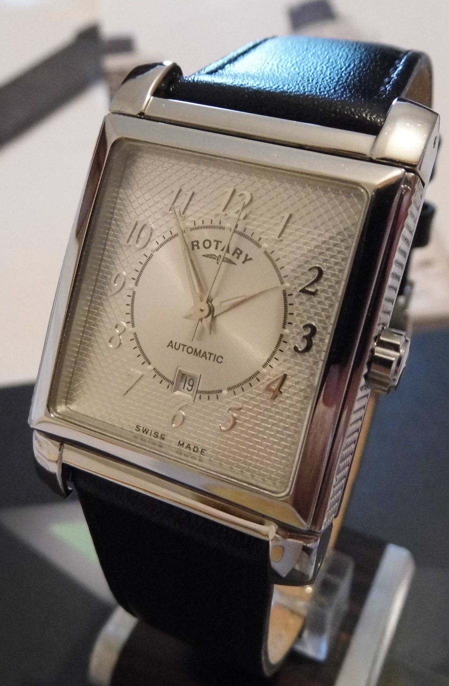 Rotary Reversible Automatic, Silver Dial, Leather Strap