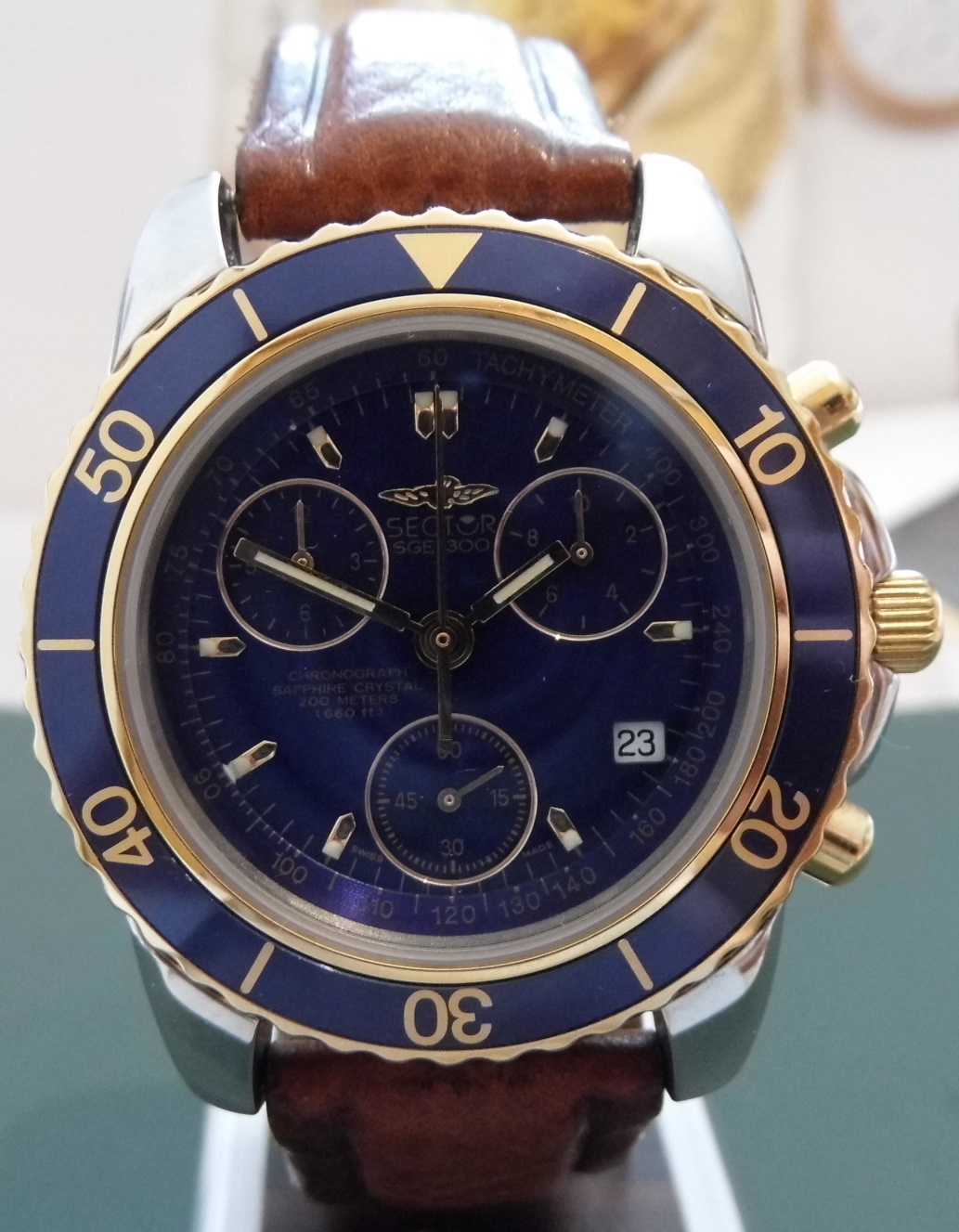 Sector SGE 300 Chronograph, Blue Dial, Leather Strap