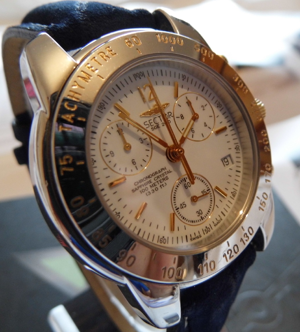 Sector SGE 200 Chronograph, White Dial, Leather Strap