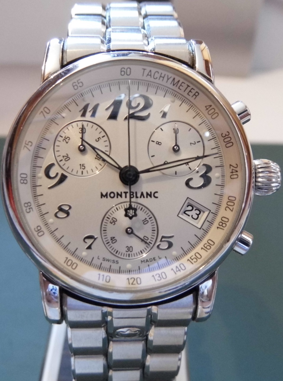 Montblanc Meisterstuck Chrongraph, Silver Dial, Steel Bracelet