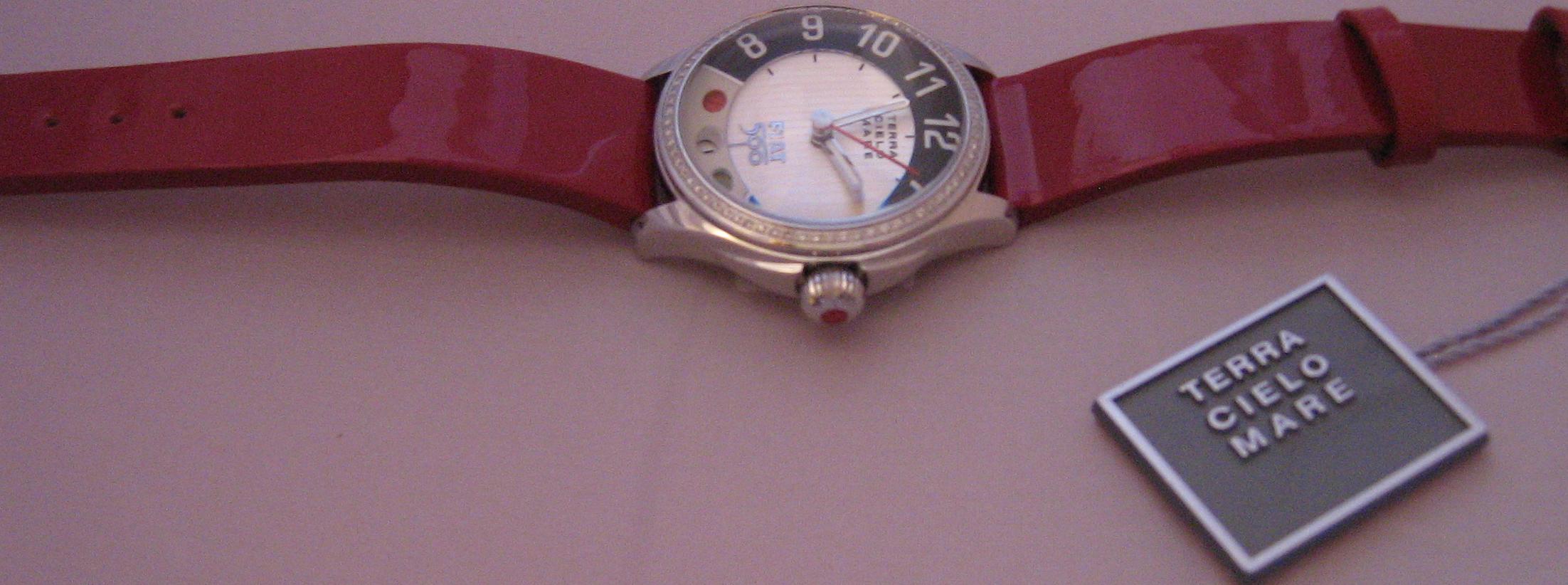 Fiat 500 Diamonds Watch, White Dial With Red Leather Strap