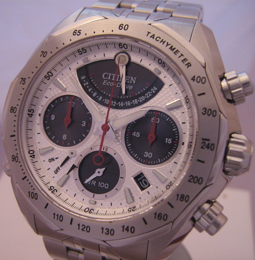 Cititzen Eco Drive Signature Flyback, Silver Dial, Steel Bracelet