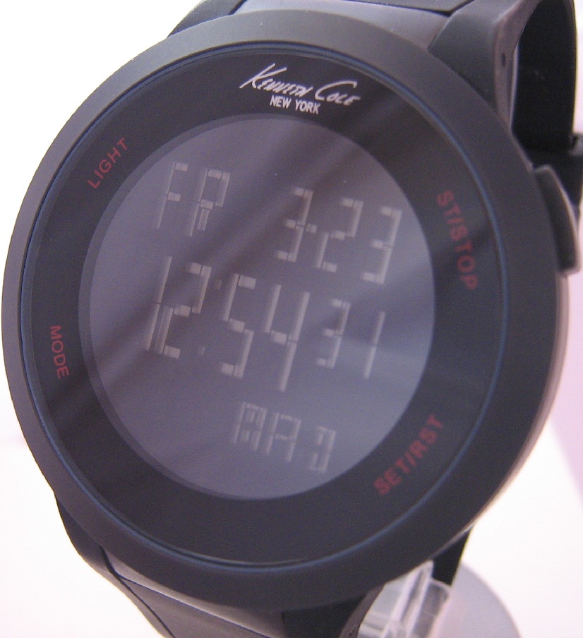 Kenneth Cole Touchscreen Multifunction, Black Dial, Rubber Strap