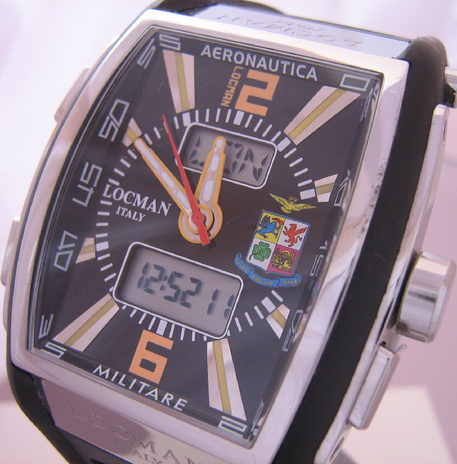 Locman Tremila Aeronautica Watch, Black Dial, Rubber Strap