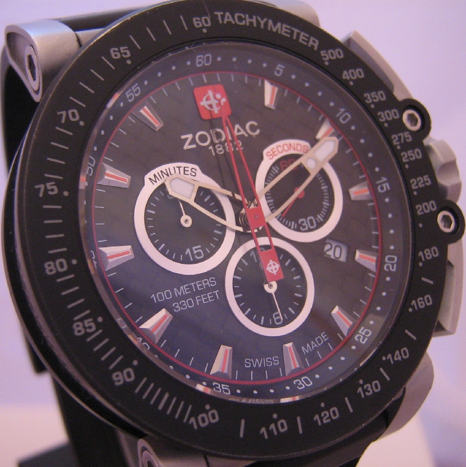 Zodiac ZMX02 Racer Chronograph, Black Dial With Rubber Strap