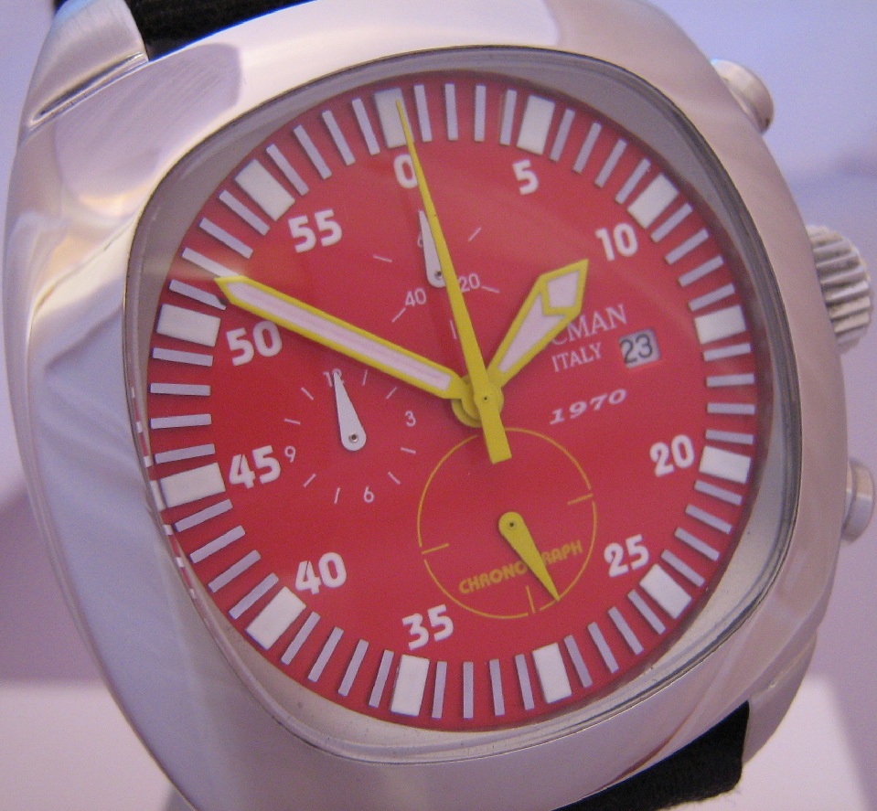 Locman 1970 Chronograph, Red Dial With Black Strap