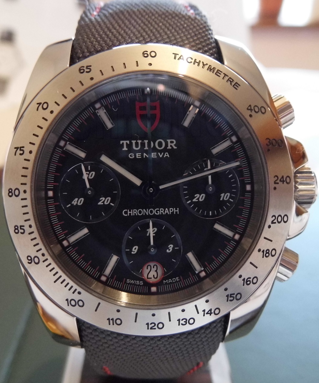 Tudor Sport Chronograph, Black Dial, Leather / Nylon Strap