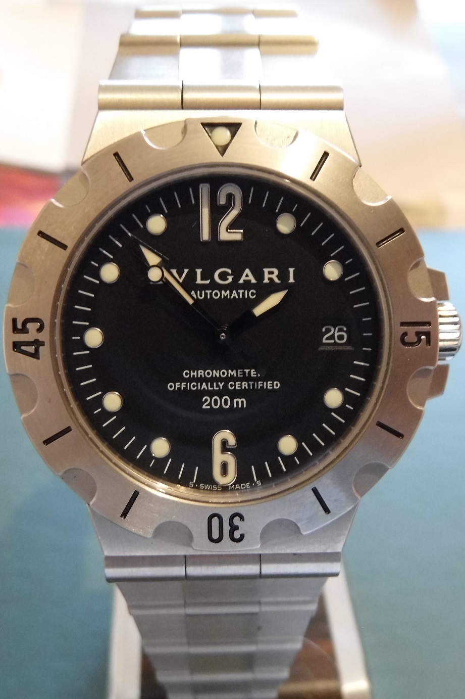 Bvlgari Diagono Scuba 200M, Black Dial, Bracelet