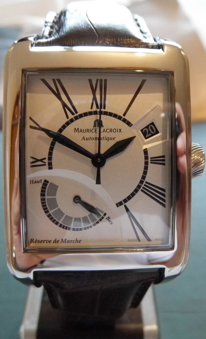 Maurice Lacroix Pontos Reserve De Marche, SIlver Dial With Leather Strap