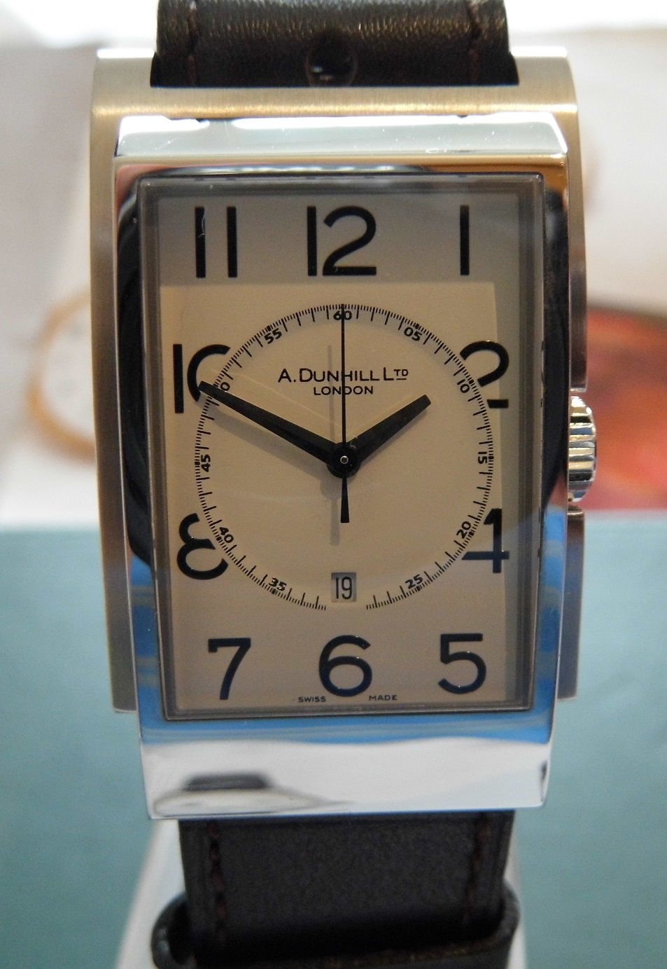 Dunhill D Type, White Dial, Brown Leather Strap