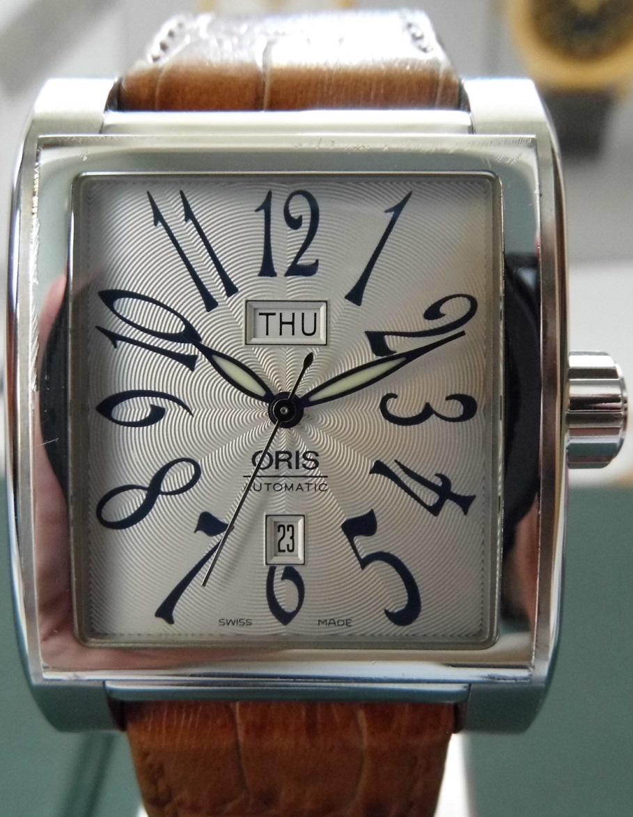 Oris Miles Day Date, Silver Dial, Leather Strap